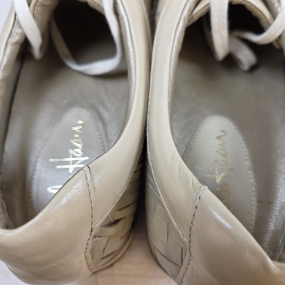 Cole Haan Oxford Sneakers Leather Woven Metallic Beige Women's 10 AA - Picture 6 of 13
